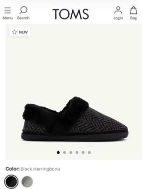 Toms Black Herringbone Faux-Fur Oslo Slipper